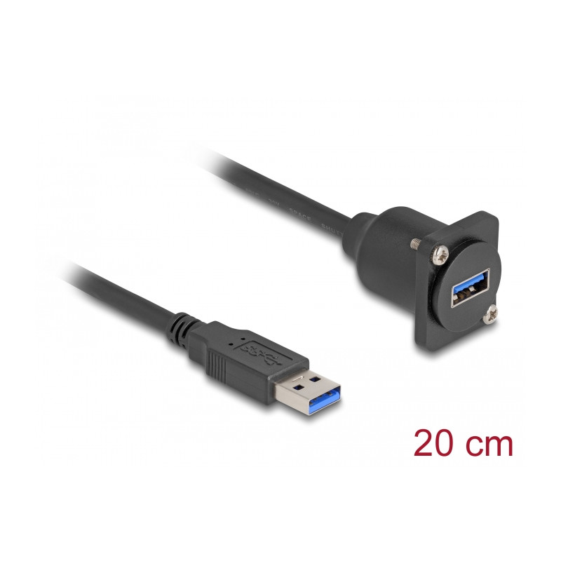 Delock D-Typ USB 5 Gbps Kabel Typ-A Stecker zu Typ-A Buchse schwarz 20 cm
