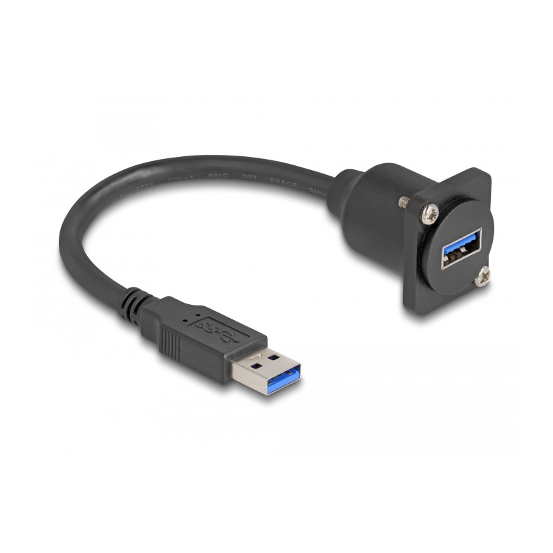 Delock D-Typ USB 5 Gbps Kabel Typ-A Stecker zu Typ-A Buchse schwarz 20 cm