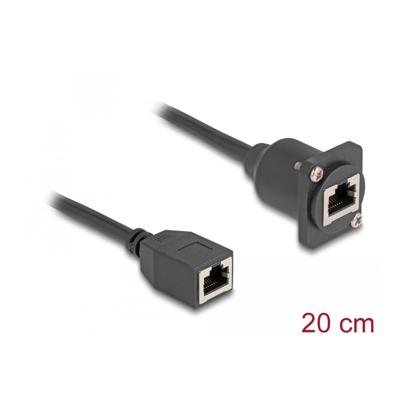 Delock D-Typ RJ45 Kabel Buchse zu Buchse Cat.5e schwarz 20 cm