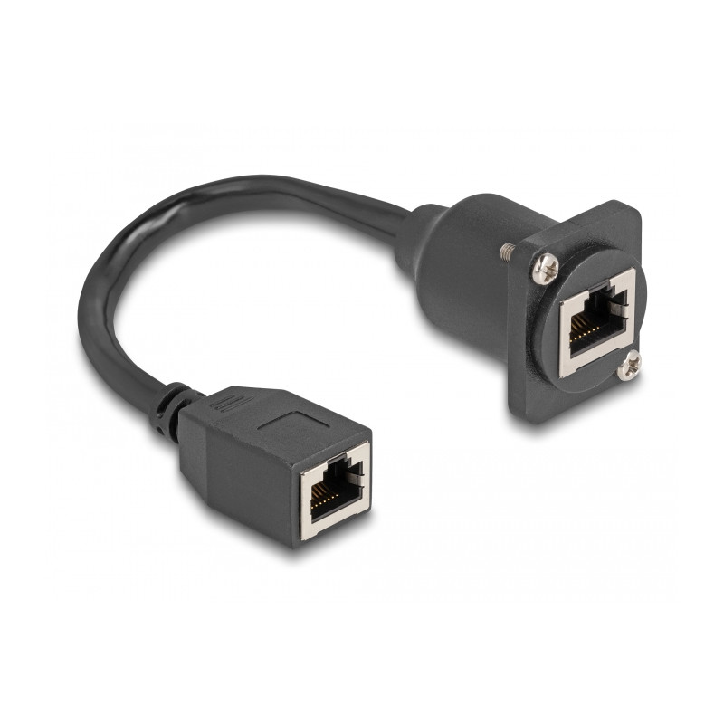 Delock D-Typ RJ45 Kabel Buchse zu Buchse Cat.5e schwarz 20 cm
