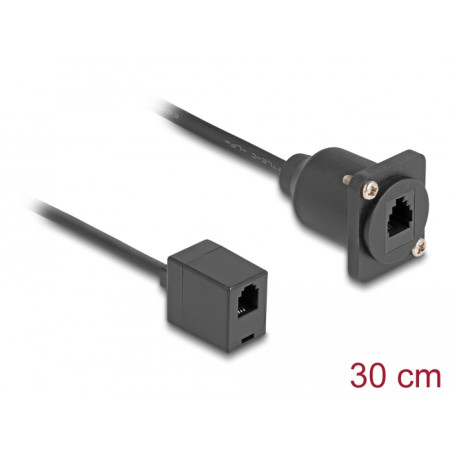 Delock D-Typ RJ10 Kabel Buchse zu Buchse schwarz 30 cm