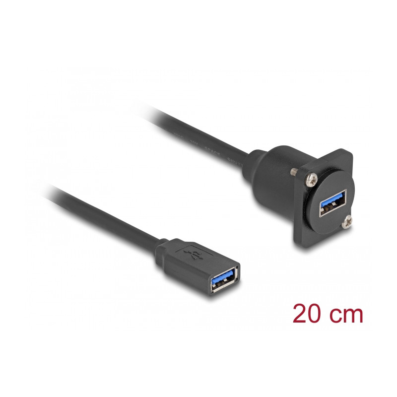 Delock D-Typ USB 5 Gbps Kabel Typ-A Buchse zu Typ-A Buchse schwarz 20 cm