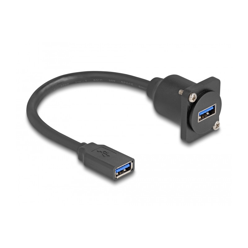Delock D-Typ USB 5 Gbps Kabel Typ-A Buchse zu Typ-A Buchse schwarz 20 cm