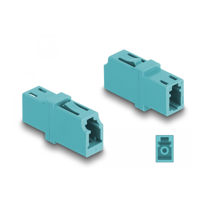Delock LWL Kupplung LC Simplex Buchse zu LC Simplex Buchse OM3 aqua