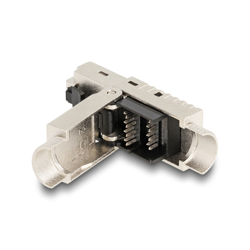 Delock RJ45 Stecker feldkonfektionierbar Cat.6A mit Kabelverschraubung und Staubschutz werkzeugfrei