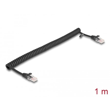 Delock RJ45 Spiralkabel Stecker zu Stecker Cat.5e 1 m schwarz