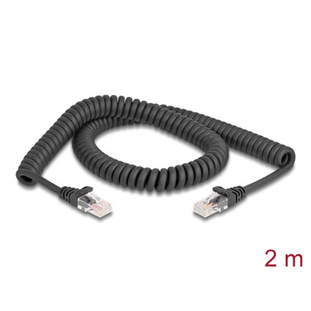 Delock RJ45 Spiralkabel Stecker zu Stecker Cat.5e 2 m schwarz