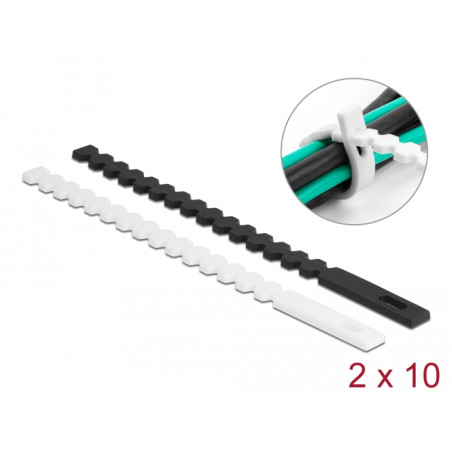 Delock Kabelbinder flexibel wiederverwendbar 20 Stück schwarz / weiß