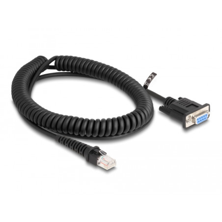 Delock Spiralkabel RJ50 Stecker zu D-Sub 9 Buchse 1,5 m schwarz