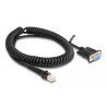Delock Spiralkabel RJ50 Stecker zu D-Sub 9 Buchse 1,5 m schwarz