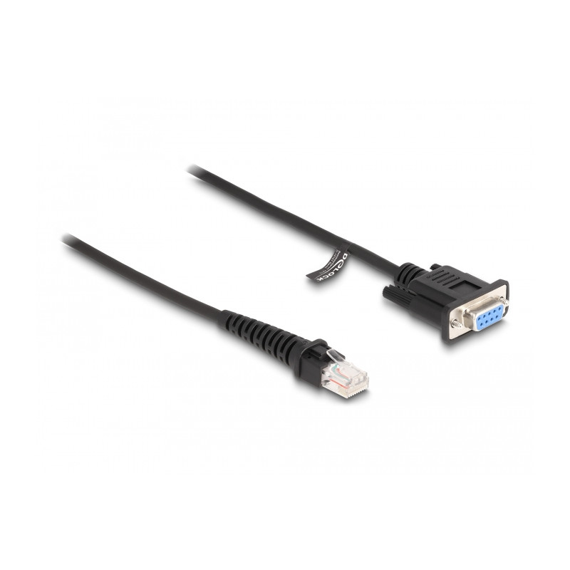 Delock Spiralkabel RJ50 Stecker zu D-Sub 9 Buchse 1,5 m schwarz