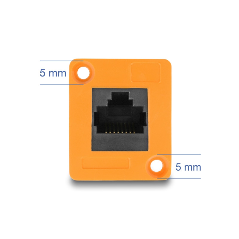 Delock D-Typ Modul RJ45 Buchse zu Buchse 90° gewinkelt orange