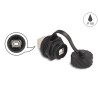 Delock Kabelverbinder USB 2.0 Typ-B Buchse zu Buchse zum Einbau mit Bajonett-Verschlusskappe IP68 staub- und wasserdicht schwarz