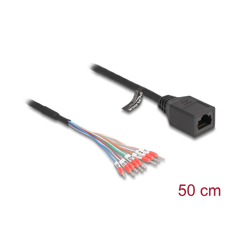 Delock Kabel RJ45 Buchse zu Aderendhülsen Cat.5e 50 cm schwarz