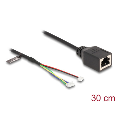 Delock Kabel RJ45 Buchse zu Pfostenbuchse 1,25 mm 4 Pin und Pfostenbuchse 1,25 mm 6 Pin Cat.5e 30 cm schwarz