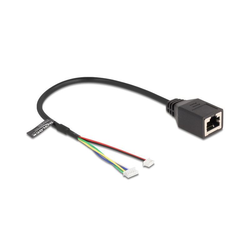 Delock Kabel RJ45 Buchse zu Pfostenbuchse 1,25 mm 4 Pin und Pfostenbuchse 1,25 mm 6 Pin Cat.5e 30 cm schwarz