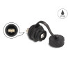 Delock Kabelverbinder USB 2.0 Typ-B Buchse zu USB 2.0 Typ-A Buchse zum Einbau mit Bajonett-Verschlusskappe IP68 staub- und wasse