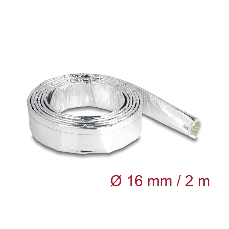 Delock Kabelschlauch aus Glasfasergeflecht und Aluminium 2 m x 16 mm