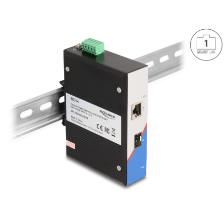 Delock Industrie Gigabit Medienkonverter RJ45 zu SFP für Hutschiene