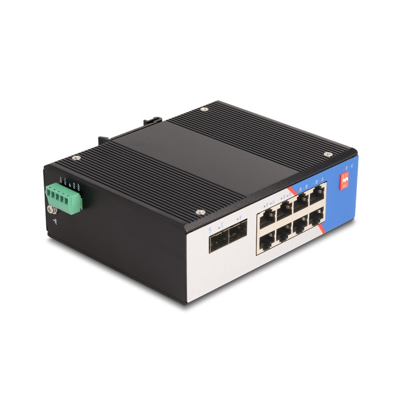 Delock Industrie Gigabit Ethernet Switch 8 Port RJ45 2 Port SFP für Hutschiene