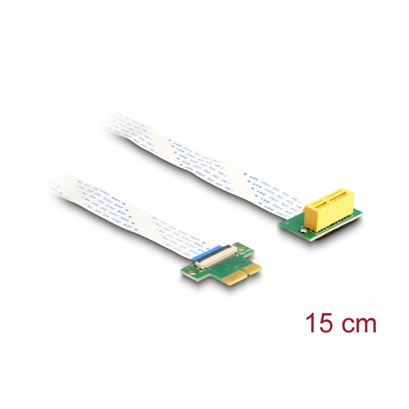 Delock Riser Karte PCI Express x1 Stecker zu x1 Slot 90° gewinkelt mit FPC Kabel 15 cm