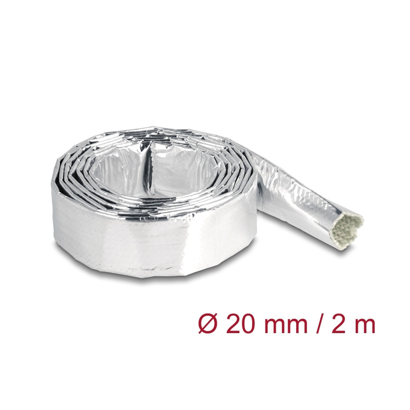 Delock Kabelschlauch aus Glasfasergeflecht und Aluminium 2 m x 20 mm