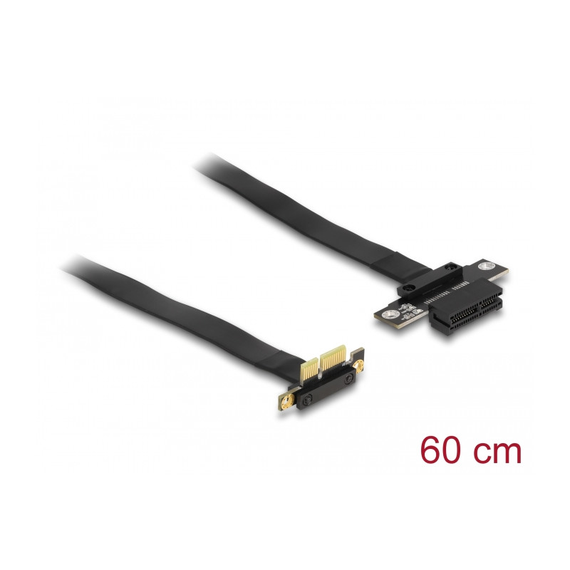 Delock Riser Karte PCI Express x1 Stecker 90° gewinkelt zu x1 Slot mit Kabel 60 cm