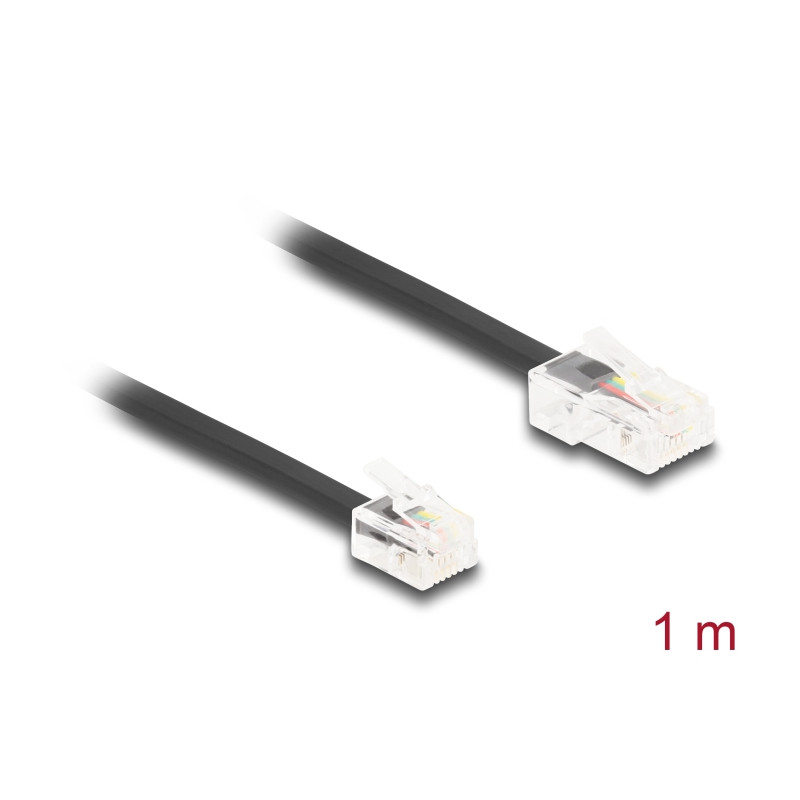 Delock Telefonkabel RJ45 Stecker zu RJ11 Stecker schwarz 1 m