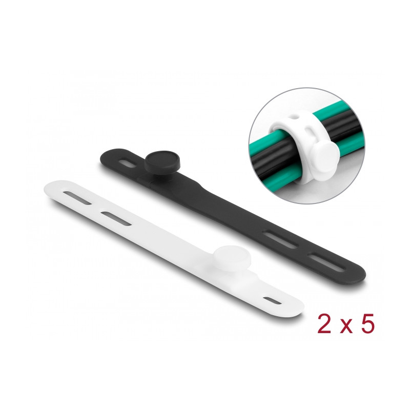 Delock Softbinder flexibel wiederverwendbar Set 10 Stück schwarz / weiß