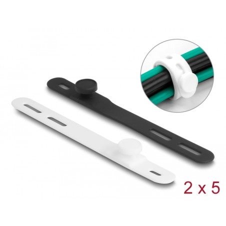 Delock Softbinder flexibel wiederverwendbar Set 10 Stück schwarz / weiß