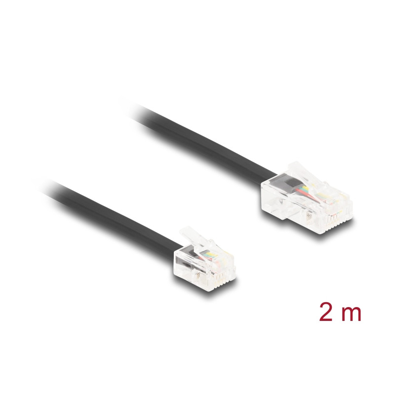 Delock Telefonkabel RJ45 Stecker zu RJ11 Stecker schwarz 2 m