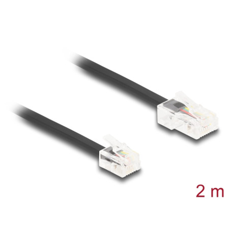 Delock Telefonkabel RJ45 Stecker zu RJ11 Stecker schwarz 2 m