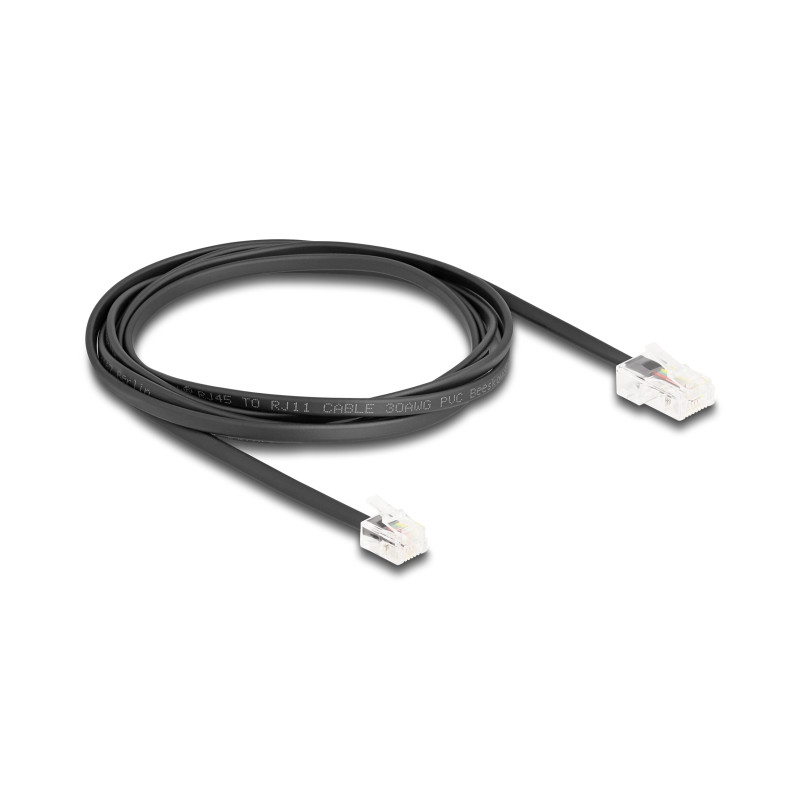 Delock Telefonkabel RJ45 Stecker zu RJ11 Stecker schwarz 2 m