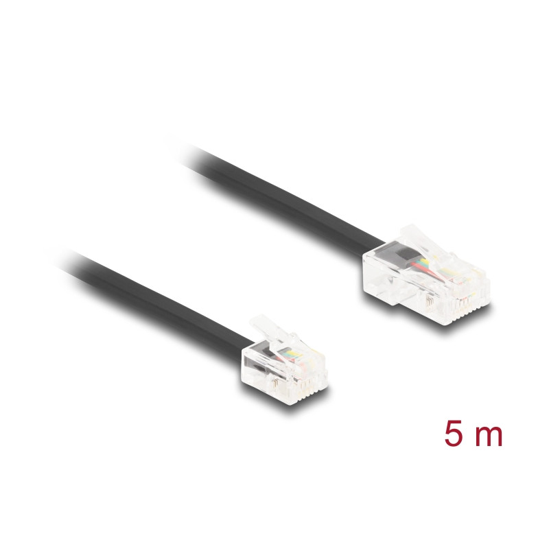Delock Telefonkabel RJ45 Stecker zu RJ11 Stecker schwarz 5 m