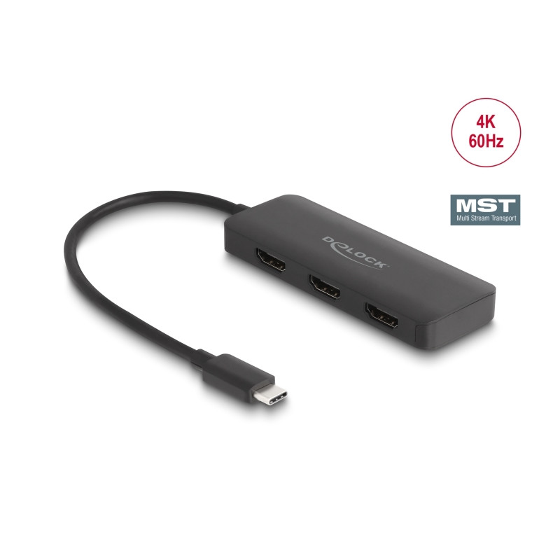 Delock USB Type-C™ Splitter (DP Alt Mode) zu 3 x HDMI MST 4K 60 Hz