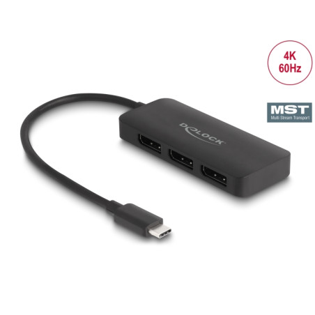 Delock USB Type-C™ Splitter (DP Alt Mode) zu 3 x DisplayPort MST 4K 60 Hz