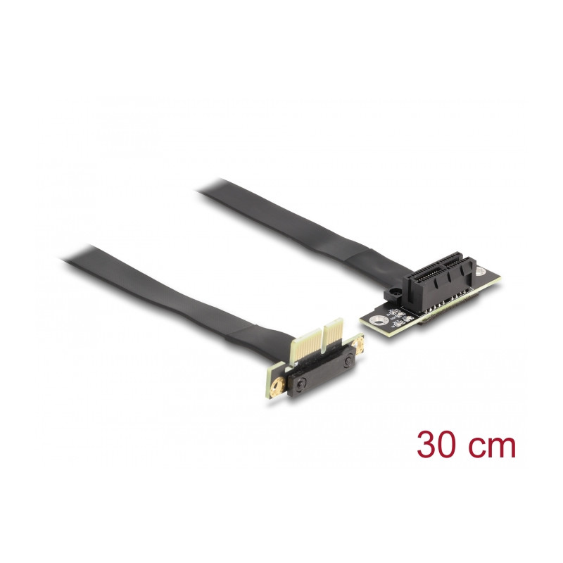 Delock Riser Karte PCI Express x1 Stecker 90° gewinkelt zu x1 Slot 90° gewinkelt mit Kabel 30 cm