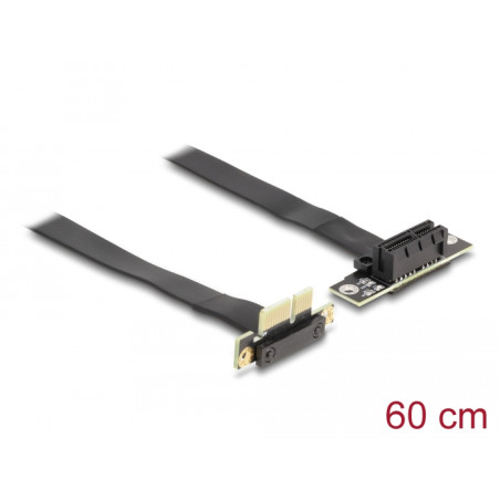 Delock Riser Karte PCI Express x1 Stecker 90° gewinkelt zu x1 Slot 90° gewinkelt mit Kabel 60 cm