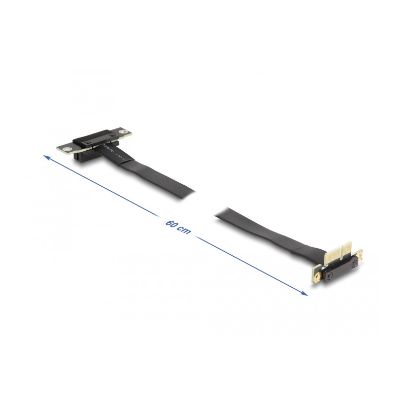 Delock Riser Karte PCI Express x1 Stecker 90° gewinkelt zu x1 Slot 90° gewinkelt mit Kabel 60 cm