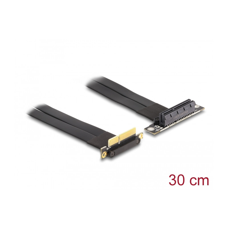 Delock Riser Karte PCI Express x4 Stecker 90° gewinkelt zu x4 Slot 90° gewinkelt mit Kabel 30 cm