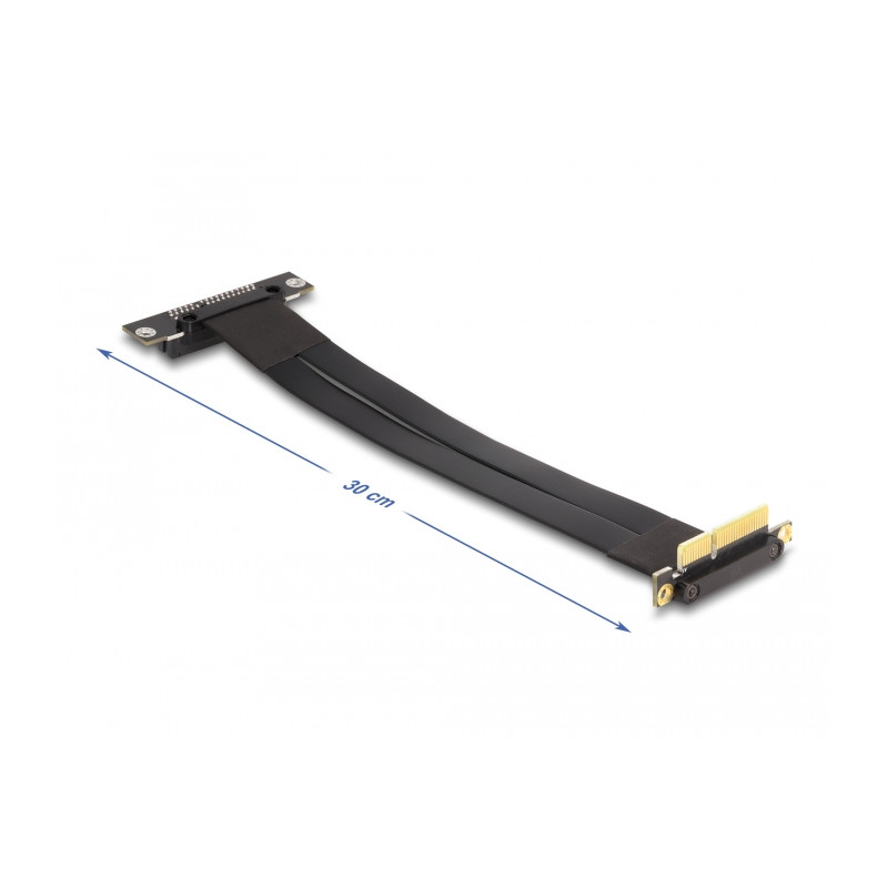 Delock Riser Karte PCI Express x4 Stecker 90° gewinkelt zu x4 Slot 90° gewinkelt mit Kabel 30 cm