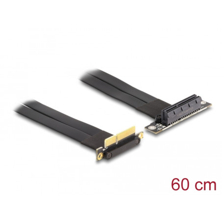 Delock Riser Karte PCI Express x4 Stecker 90° gewinkelt zu x4 Slot 90° gewinkelt mit Kabel 60 cm