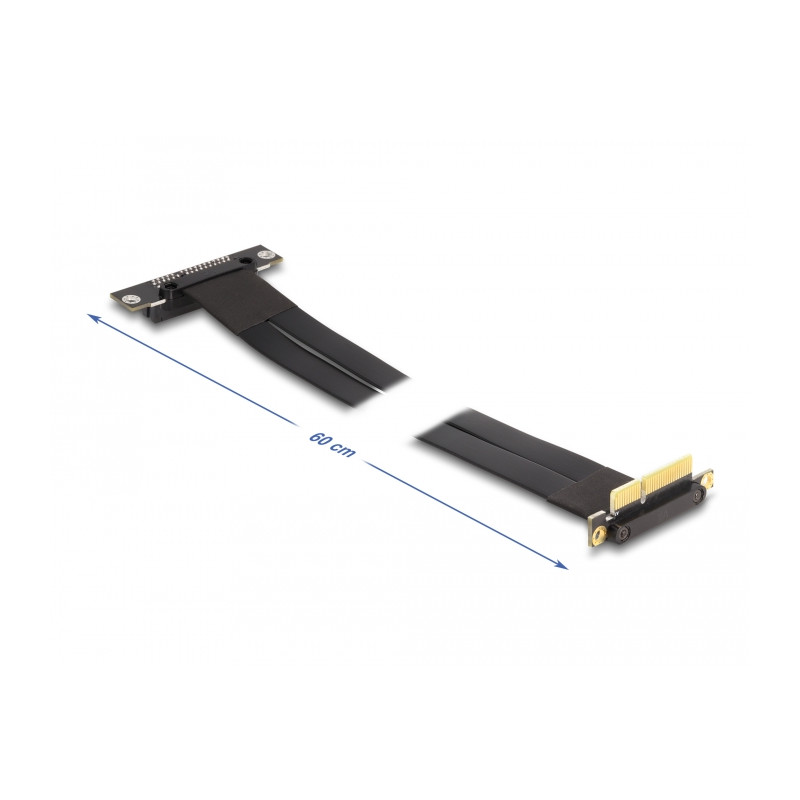 Delock Riser Karte PCI Express x4 Stecker 90° gewinkelt zu x4 Slot 90° gewinkelt mit Kabel 60 cm