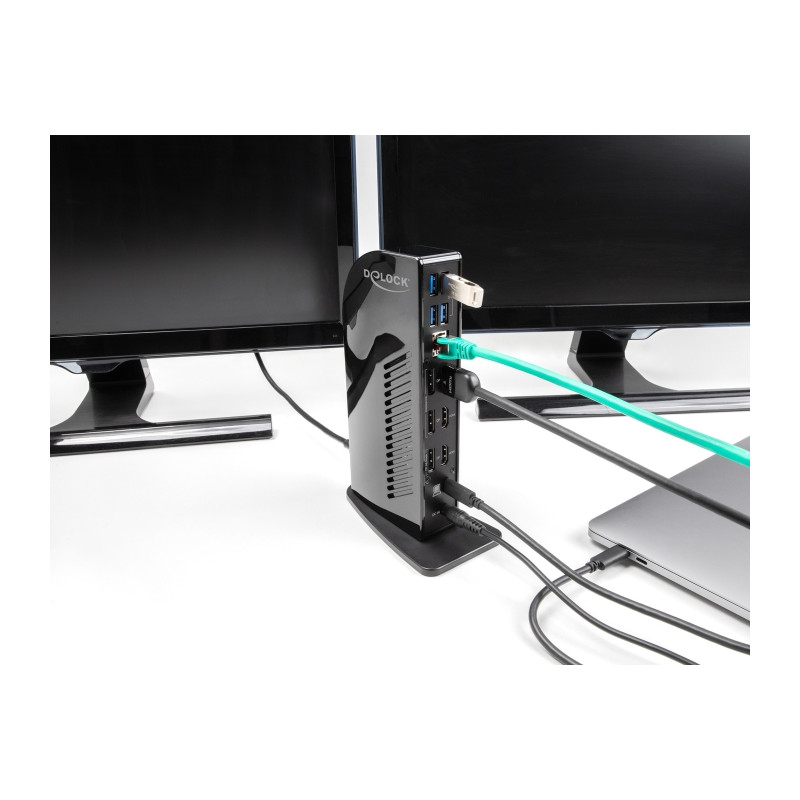 Delock USB Type-C™ Triple Display Dockingstation mit DisplayLink® 4K / USB Hub / LAN / SD / Audio / PD 96 W