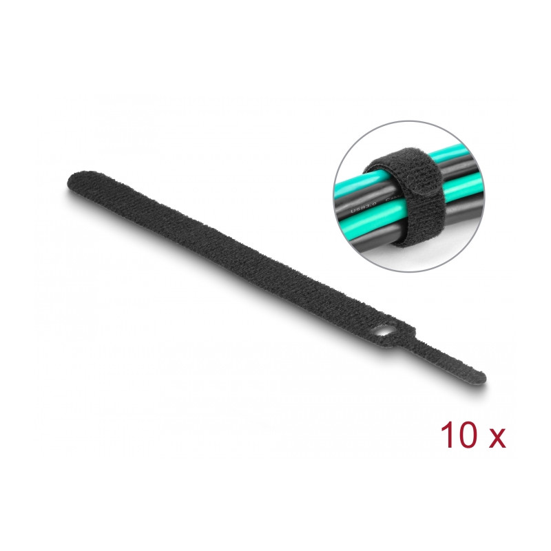 Delock Klett-Kabelbinder L 150 x B 12 mm schwarz 10 Stück