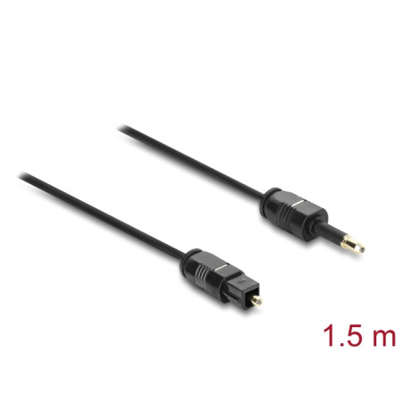 Delock TOSLINK Kabel mini TOSLINK 3,5 mm Stecker auf TOSLINK Stecker, Ø 2,2 mm, 1,5 m, schwarz