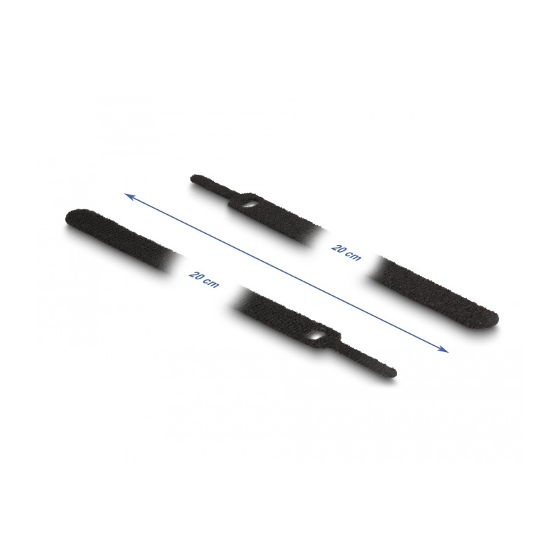 Delock Klett-Kabelbinder L 200 x B 12 mm schwarz 10 Stück