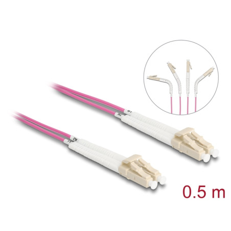 Delock LWL Kabel LC Duplex zu LC Duplex Multimode OM4 winkelbar 0,5 m