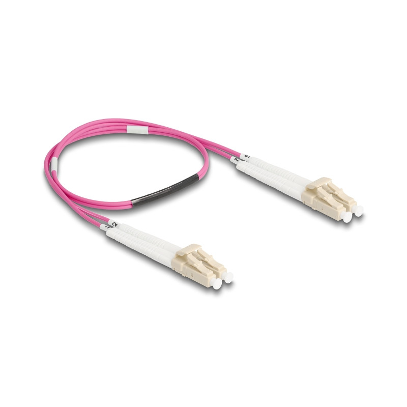 Delock LWL Kabel LC Duplex zu LC Duplex Multimode OM4 winkelbar 0,5 m