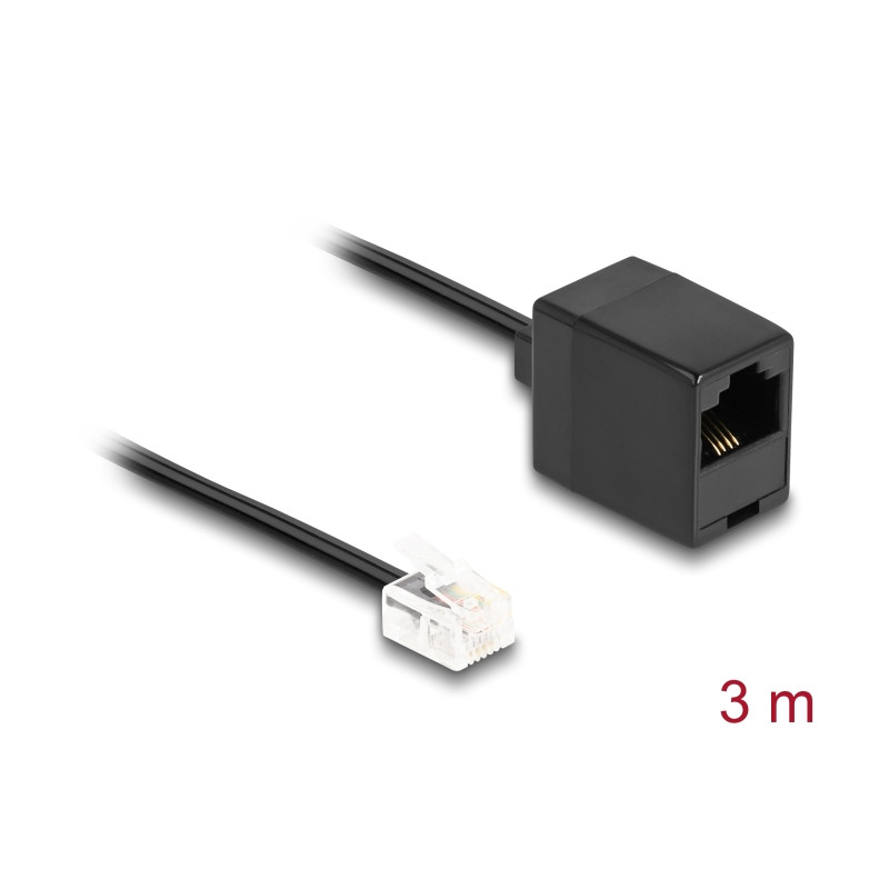 Delock Telefonkabel RJ11 Stecker zu RJ45 Buchse schwarz 3 m